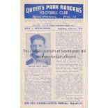 QPR V CRYSTAL PALACE 1945 Programme for the London Combination match at Rangers 13/10/1/945, team