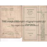 TUFFNELL PARK Two tour itinerary cards Easter 1925 to the East Coast for matches against Harwich &