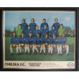 CHELSEA Framed and glazed Esso photo of the Chelsea 1972 League Cup Final 17 man squad 32 cm x 39