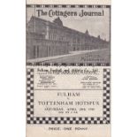 FULHAM V TOTTENHAM HOTSPUR 1945 Programme for the match at Fulham 28/4/1945, slight horizontal