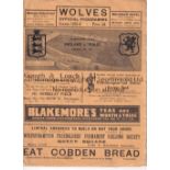 ENGLAND / WALES / WOLVES Programme England v Wales 5/2/1936 at Molyneux ( Wolverhampton Wanderers ).