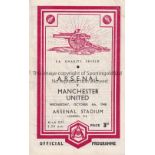 CHARITY SHIELD 1948 Programme Charity Shield Arsenal v Manchester United at Highbury 6/10/1948. No