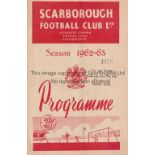 SCARBOROUGH V CREWE ALEXANDRA 1962 FA CUP Programme for the Cup tie at Scarborough 7/11/1962, very