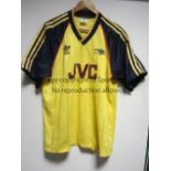 ARSENAL SHIRT Iconic Adidas yellow shirt with short blue sleeves 1988-1991 as worn in their match at