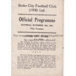 STOKE CITY V PORT VALE 1944 Programme for the FL match at Stoke 18/11/1944. Generally good