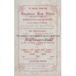 1902 AMATEUR CUP FINAL / OLD MALVERNIANS V BISHOP AUCKLAND Single card programme for the match