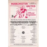 MANCHESTER UNITED Single sheet programme for the home Lancashire FA Youth Cup tie v. Southport 13/