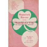 MANCHESTER UNITED Programme for the away Friendly v. Shamrock Rovers 5/4/1960. Generally good