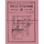 SPURS Programme Tottenham v Newcastle United 11/9/1937. Light vertical fold near spine. No