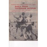 SPURS Programme Dukla Prague v Tottenham Hotspur European Cup 14/2/1962. Good
