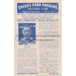 QPR V IPSWICH TOWN 1946 Programme for the Division III Cup tie at Rangers 12/1/1946, very slight