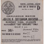 CELTIC / SPURS Seat ticket Celtic v Tottenham Hotspur friendly 5/8/1967. Generally good