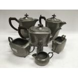 A pewter tea and coffee service (7).