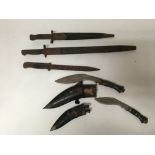 A group of military knives to include 3 daggers, two of which are of British pattern and two