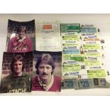 A box of football programs and tickets including many from the German Bundesliga and England