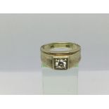 A gent's 14ct gold diamond solitaire ring, approx