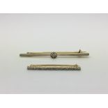 Two gold and diamond bar brooches, one marked 18ct