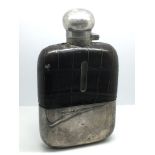 A silver and leather cased spirit flask, Sheffield