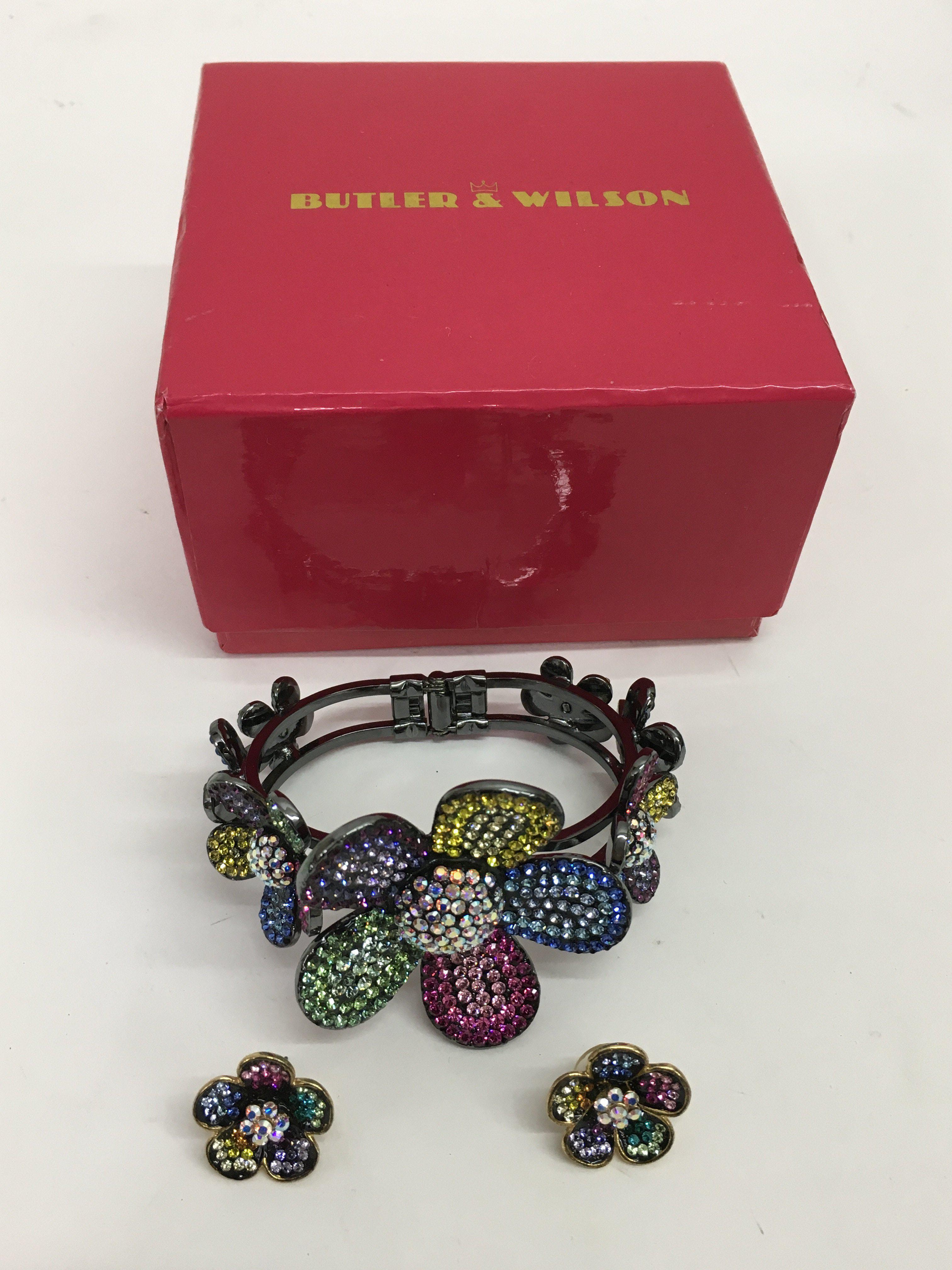 A boxed Butler&Wilson coloured crystal flower brac