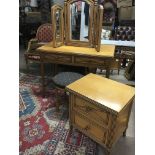 A satinwood dressing table with a stool triple mir