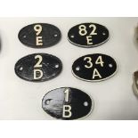 A group of five carriage plates including two wood