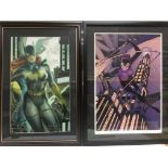 Four DC prints of female DC Villains and Heroes including Catwoman, Batgirl and others as well as a