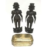 A pair of carved wood Asian figures and an Anglo I