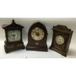 A 19th century wooden lancer cased mantle clock wi