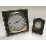 Two silver desk clocks, Asprey and one other, appr