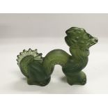 A Lalique green dragon ornament, approx height 7.5