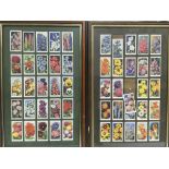 Four framed sets of cigarette cards.