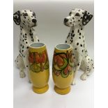 A pair of ceramic figures of dalmation dog, approx
