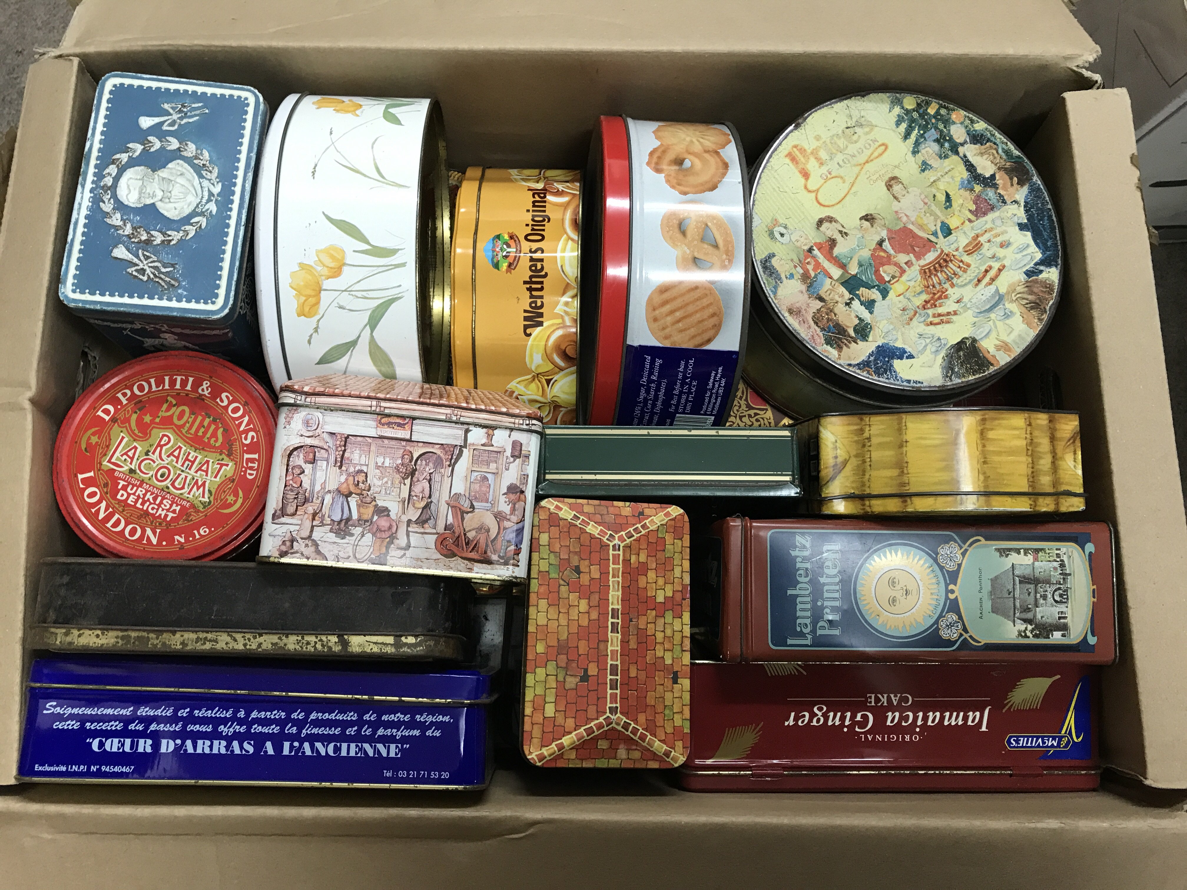 A large collection of novelty tins including advertising (10 boxes )