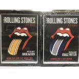 Two limited edition Rolling Stones Zip Code tour prints, 379/500 and 073/500, approx 51cm x 66cm.