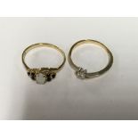 Two decorative rings with 9 ct gold bands