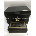 An old deed tin and a cash box (2).