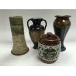 Four items of Royal Doulton comprising three vases