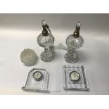 A group of glass to include two Art Deco perfume a