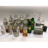 A collection of various chemist dispensing bottles