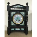 An 8 day aesthetic mantle clock with ceramic clock face and decoration, approx 33.5cm x 16.5cm x