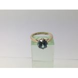 A 9ct gold blue zircon ring, approx 3.6g and appro