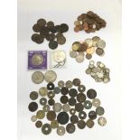 A collection of used circulated coinage including