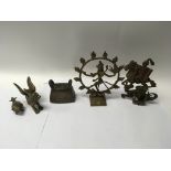 A small group of items to include a brass Persian