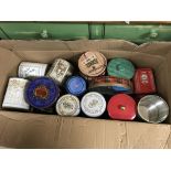 A large collection of tins including novelty and advertising (11 boxes)
