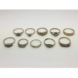 A similar collection of 9ct gold rings set with di