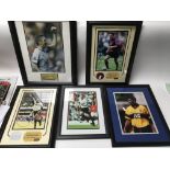 A collection of framed signed football photos, inc