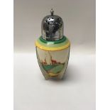 A Clarice cliff sugar shifter decorated in the sec