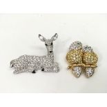 Two Swarovski brooches modelled as a deer and an o