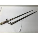 A French M1874 Pattern bayonet, bearing markings f