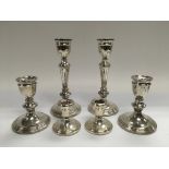 Three pairs of silver candlesticks, Birmingham hal